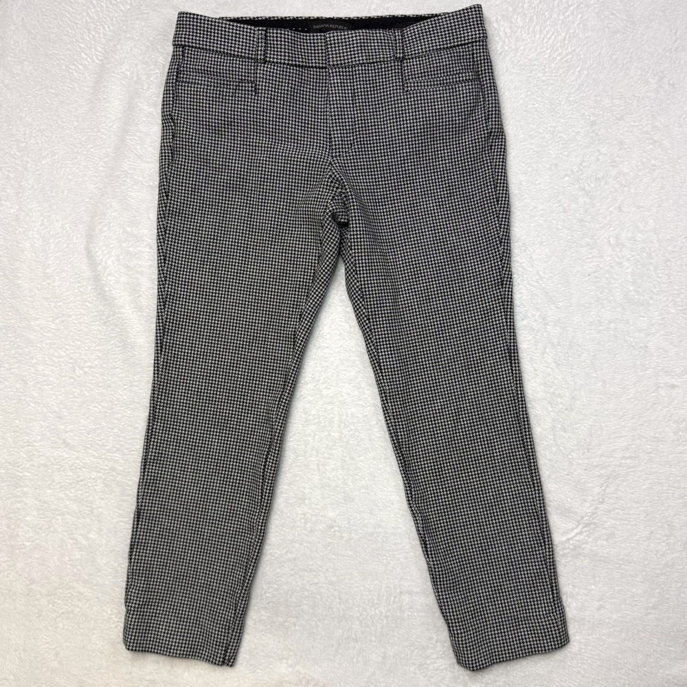 Banana Republic 4P Black Houndstooth Sloan Fit Slim Ankle Dress Pant Office Work
